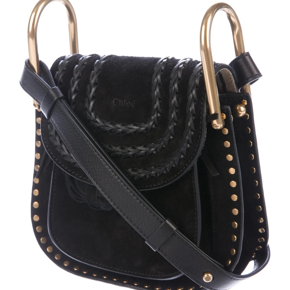 Chloé Hudson Black Suede Calfskin Braided Mini Shoulder Crossbody Bag